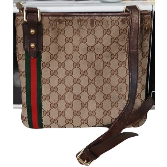 Gucci Handbags - Authentic Gucci Shoulder Bag Sherry Line Brown Canvas 1191623